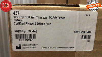#ad Thermo 12 tube PCR Strips 0.2 ml #437 AB1112 Natural 5 bags of 80 strips Cs