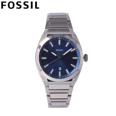 #ad FOSSIL EVERETT FS5822 Men Quartz Stainless Steel Silver Blue