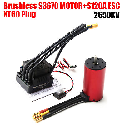 #ad S3670 2650KV Brushless Motor Sensorless Waterproof Motor and 120A Brushless D3M9