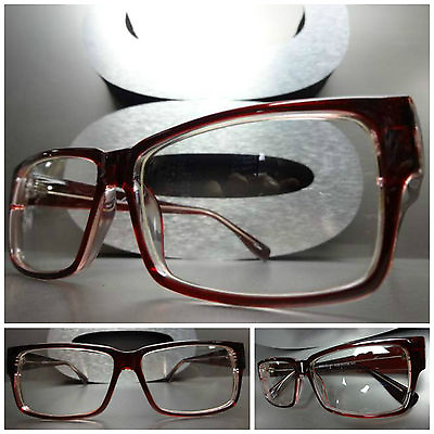 #ad Men#x27;s Women Classy Elegant Retro Modern Clear Lens EYE GLASSES Red Optical Frame