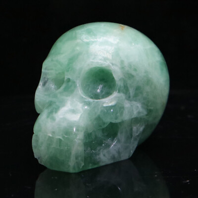 #ad 2.3quot; GREEN FLUORITE Carved Crystal Orangutan Skull Crystal Reality BB74