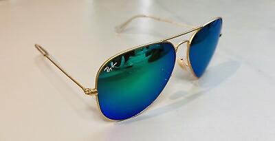 #ad Ray Ban Aviator Green Flash RB3025 112 19 62 mm Sunglasses A22 $49.99
