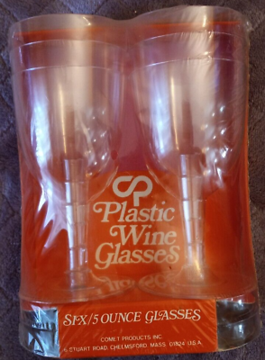 #ad VTG COMET Classicware One Piece Elegant Plastic Wine Glasses 5 oz Clear 6 Pack