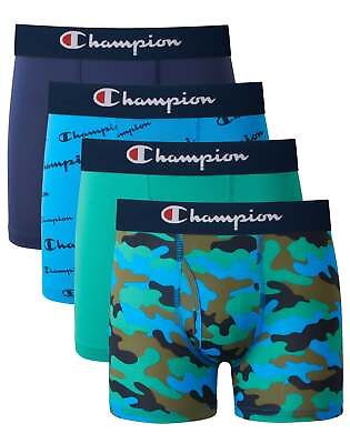 #ad Champion Boxer Brief Boys 4 Pack Wicking Lightweight Stretch Stretch Comfortable