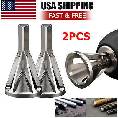 #ad 2PCS Deburring External Chamfer Tool Stainless Steel Remove Burr Tools Drill Bit