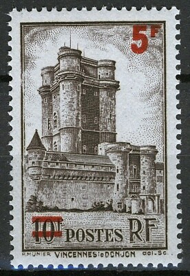 #ad France 1940 5Fr on 10Fr Castle VF MNH Mi 493 cat 4€ $1.75