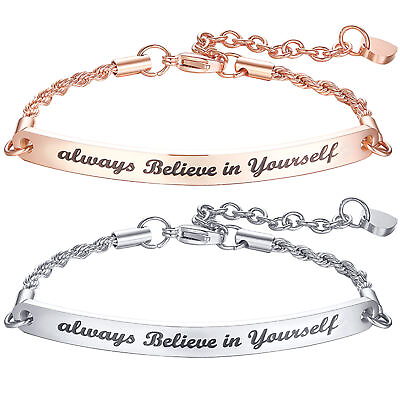 #ad #x27;#x27;Always believe in yourself#x27;#x27; Inspirational Bracelet For Women Rope Chain Link