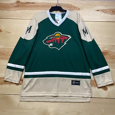 #ad Minnesota Wild Shirt Mens Medium Green NHL Hockey Jersey Long Sleeve NEW