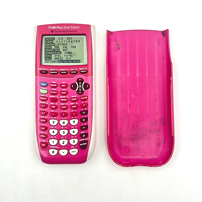 #ad Texas Instruments TI 84 Plus Silver Edition Graphing Calculator Pink Cover READ
