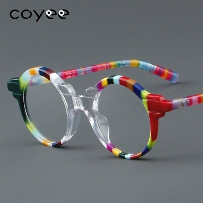 #ad Colorful Acetate Round Eyeglass frames Fashion Women Retro glasses 45 23 145 mm