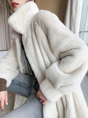 #ad Women Real Winter Mink Fur Mid Long Coat Women Oversize Thick Jacket Warm Parka