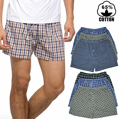 #ad 3 12 Pack Mens Boxer Briefs Shorts Trunk Plaid Underwear Cotton Size M 2XL