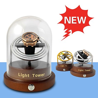 #ad Automatic Winding Mechanical Watch Display watch winder Wood base Glass Cover