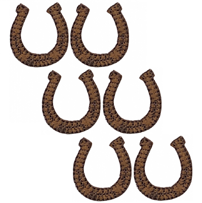 #ad Brown Horseshoe Applique Patch Horse Cowboy Western Badge 1quot; 6 Pack Iron on
