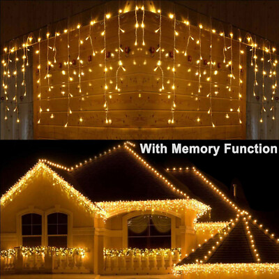 #ad CHRISTMAS LED WARM WHITE SNOWING ICICLE BRIGHT PARTY WEDDING XMAS OUTDOOR LIGHTS