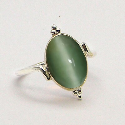 #ad Cats Eye 925 Sterling Silver Ring Handmade Gemstone Designer Statement Bridal