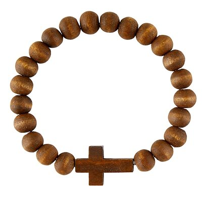 #ad Wood Bead Bracelet Wooden Stretch Dark Brown Religious Bracelets Pack of 12