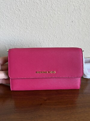 #ad Michael Kors Crossbodies LG Phone Crossbody Bag Saffiano Leather Ultra Pink