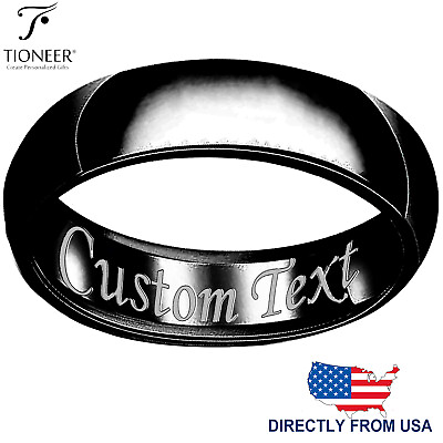 #ad Black Stainless Steel Wedding Band Ring Plain Comfort Fit FREE ENGRAVE 3mm 10mm