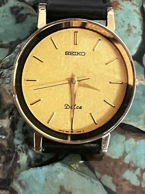 #ad SEIKO DOLCE Black Yellow Vintage Working Wristwatch Good Condition