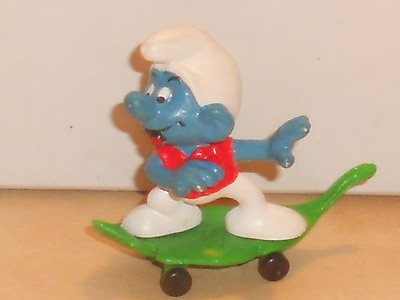 #ad 1979 Peyo Schleich Super Smurf Skateboard Smurf #40204 PVC figure SMURFS Vintage