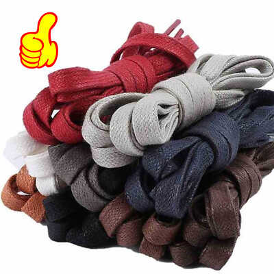 #ad Flat Premium Waxed Cotton Shoelaces Sneakers Colored Shoe Laces Boot Strings
