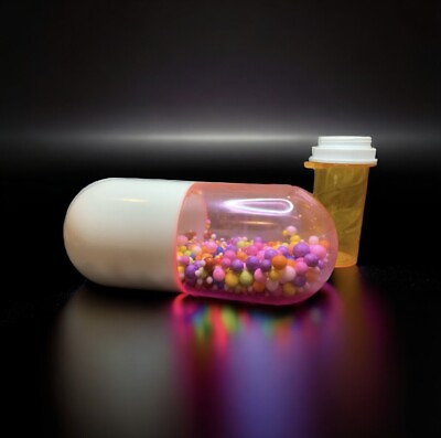 #ad Giant Faux Pill Capsule Resin Art Sculpture Giant Pill Art