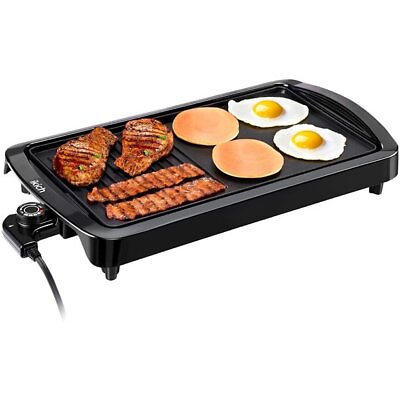#ad 2 in1 Electric GriddleHomasy 1600W Indoor Nonstick Electric Pancake with Drip