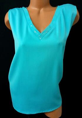 #ad *Women#x27;s blue v neck embellished plus size sleeveless top 26W $13.99