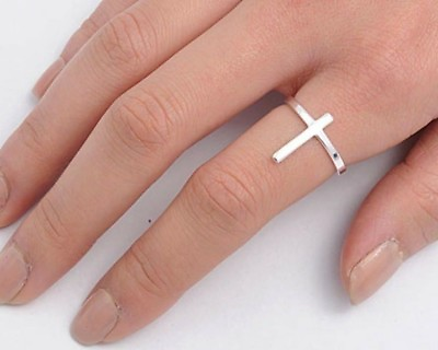 #ad Cross Ring Genuine Sterling Silver 925 Jewelry Gift Face Height 15 mm Size 4
