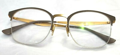 #ad Ray Ban RB6422 3005 Brown Gold Half Rim Round Eyeglasses Frame 49 19 140