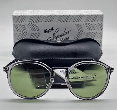 #ad Persol Calligrapher Edition 3309S Grey Green Lens 309 4E Round Sunglasses $175.00