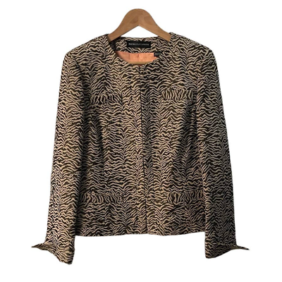 #ad Dana Buchman Women Brown Animal Print Size 12 Jacket
