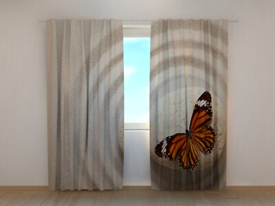 #ad 3D Photo Curtain Printed Zen Stone with Butterfly By Wellmira Made to Measure