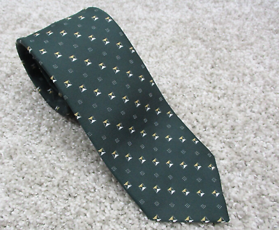 #ad VINTAGE Flying Scotsman Green Hour Glass Mens Neck Tie 60x3 Classic Power EUC
