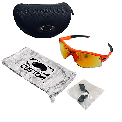 #ad Oakley Radar Atomic Orange Fire Iridium Custom Sunglasses Non vented Arm *READ