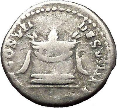 #ad DOMITIAN son of Vespasian 81AD Silver Ancient Roman Coin Altar i53196
