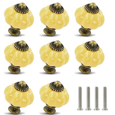 #ad Pale Yellow Ceramic Knobs 12 Pack Pumpkin Cabinet Knobs Retro Dresser Knobs...