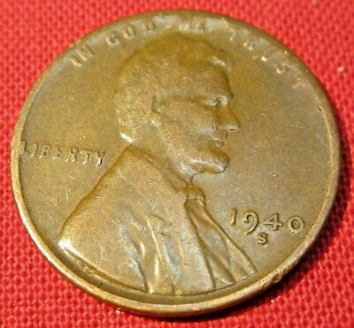 #ad 1940 S Lincoln Wheat Cent Circulated G Good to VF Very Fine 95% Copper