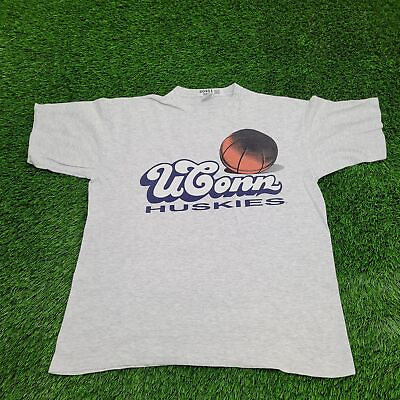 #ad Vintage UCONN Huskies Basketball Athletic Shirt XL Short 24x29 Gray Apparel USA
