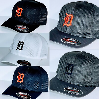#ad Detroit Tigers quot;Flex Fitquot; Mesh Cap ⚾Hat ⚾CLASSIC MLB PATCH LOGO ⚾2 Sizes ⚾New