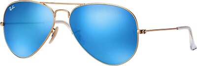 #ad NEW AUTHENTIC CLASSIC AVIATOR RAY BAN ORB3025 112 17 GOLD BLUE FLASH LENSES 62MM
