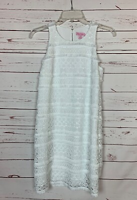 #ad Lilly Pulitzer Women#x27;s Size 0 Lace Fringe White Summer Sleeveless Dress $198 $55.00