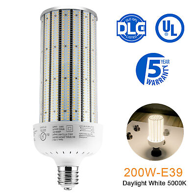 #ad UL Listed 200W LED Corn Cob Light Bulb For Warehouse Garage 5000K E39 Large Base
