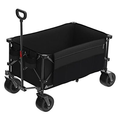 #ad Folding Collapsible WagonLarge Capacity Outdoor Wagons Carts Heavy Duty Black