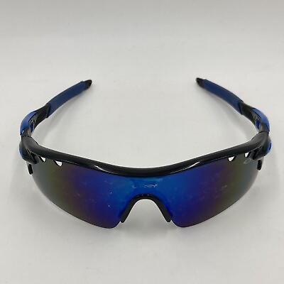 #ad #ad Oakley Radarlock Men#x27;s Polished Black Blue Frame With Blue Lens Sunglasses