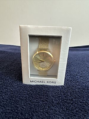 #ad Michael Kors MK3844 Portia 37mm Gold Tone Stainless Steel with Gold Tone...