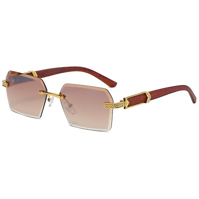 #ad Men Sunglasses Hip Hop Shades Brown Lens Gold Frame Fashion Designer New Style