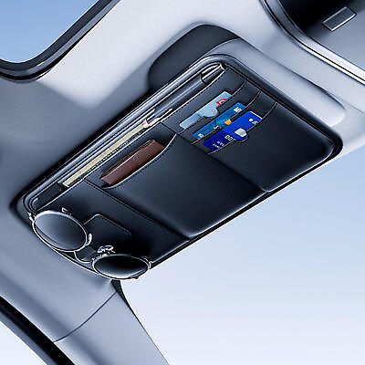 #ad Car Sun Visor Organiser Leather Auto Visor Holder Storage Visor Panel Pouch
