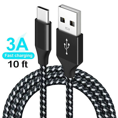 #ad Braided USB C Type C Fast Charging Data SYNC Charger Cable Cord 3 6 10FT